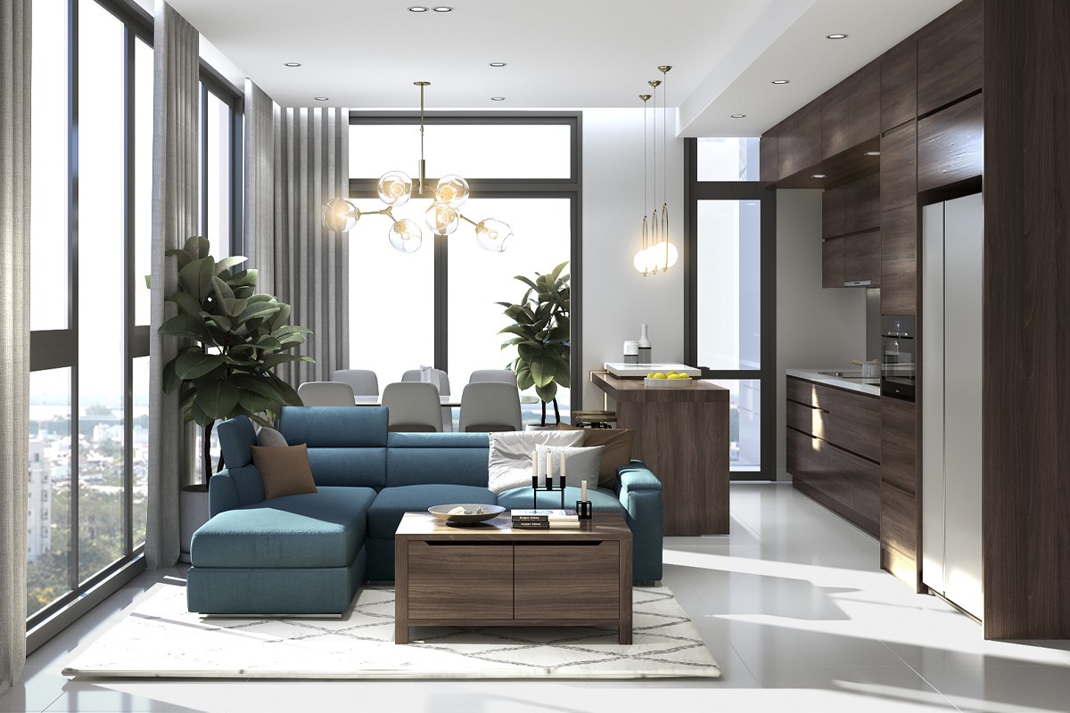 Thiết kế nội thất không gian Phòng khách tại Diamond Island.